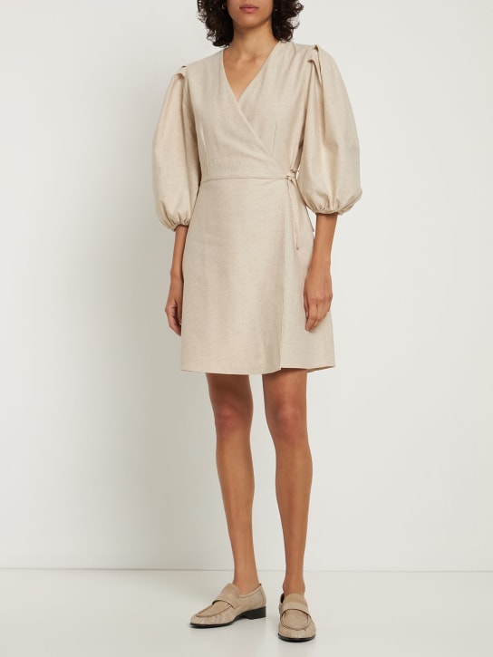Fête Impériale: Eurydice cotton blend long sleeve dress - Beige - women_1 | Luisa Via Roma