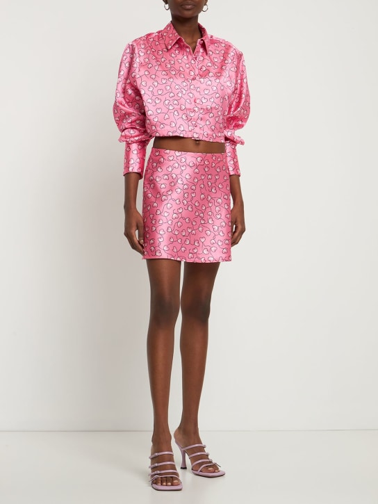 Rotate: Jupe courte en satin imprimé - Rose - women_1 | Luisa Via Roma