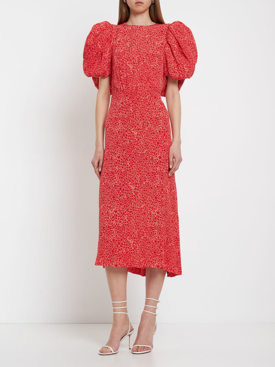 Rotate: Viscose jacquard open back midi dress - Red - women_1 | Luisa Via Roma