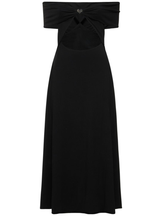 Rotate: Stretch jersey midi dress - Black - women_0 | Luisa Via Roma