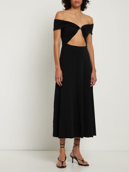 Rotate: Stretch jersey midi dress - Black - women_1 | Luisa Via Roma