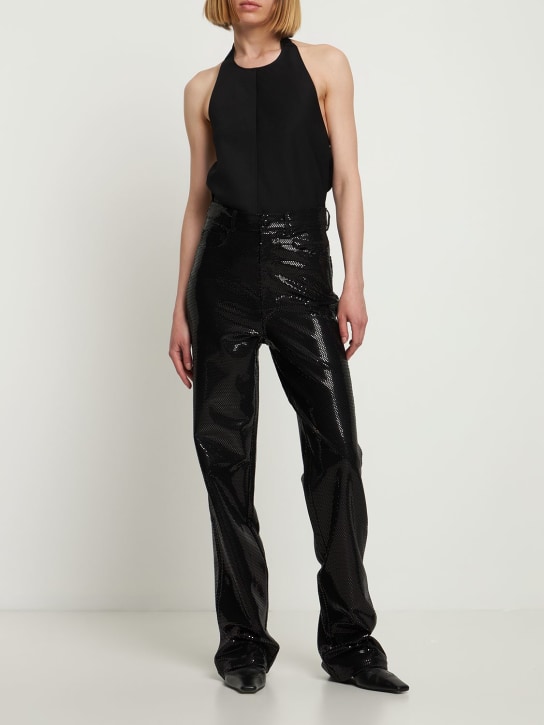 Rotate: Pantalon droit en jersey de viscose - Noir - women_1 | Luisa Via Roma