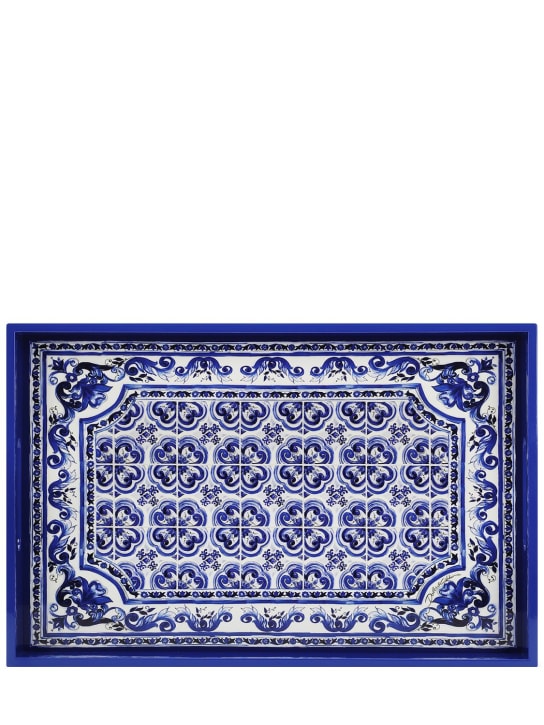 Dolce&Gabbana: Mediterranean Blue rectangular tray - Blu - ecraft_1 | Luisa Via Roma