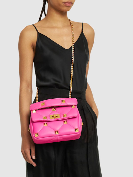 Valentino Garavani: Medium Roman Stud shoulder bag - Pink - women_1 | Luisa Via Roma