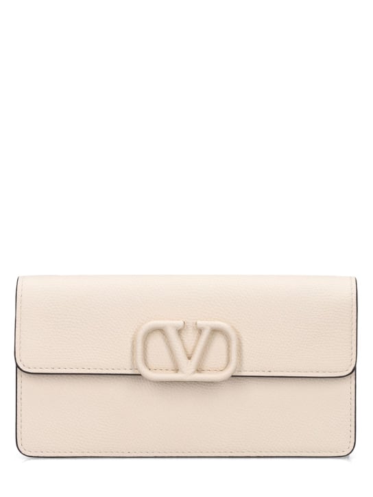 Valentino Garavani: Vlogo leather wallet w/chain - Light Ivory - women_0 | Luisa Via Roma
