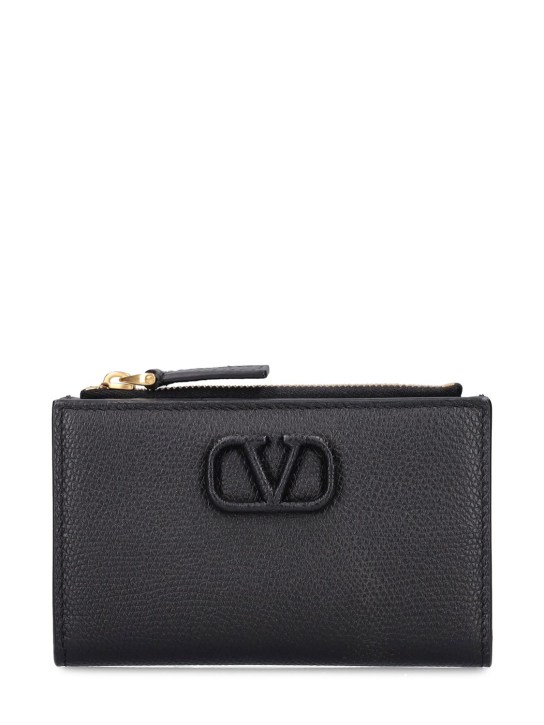 Valentino Garavani: Vlogo leather wallet - Black - women_0 | Luisa Via Roma
