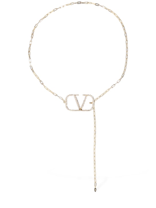 Valentino Garavani: V Logo Signature chain belt - Gold - women_0 | Luisa Via Roma