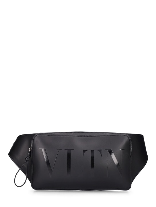 Valentino Garavani: VLTN leather belt bag - Black - men_0 | Luisa Via Roma