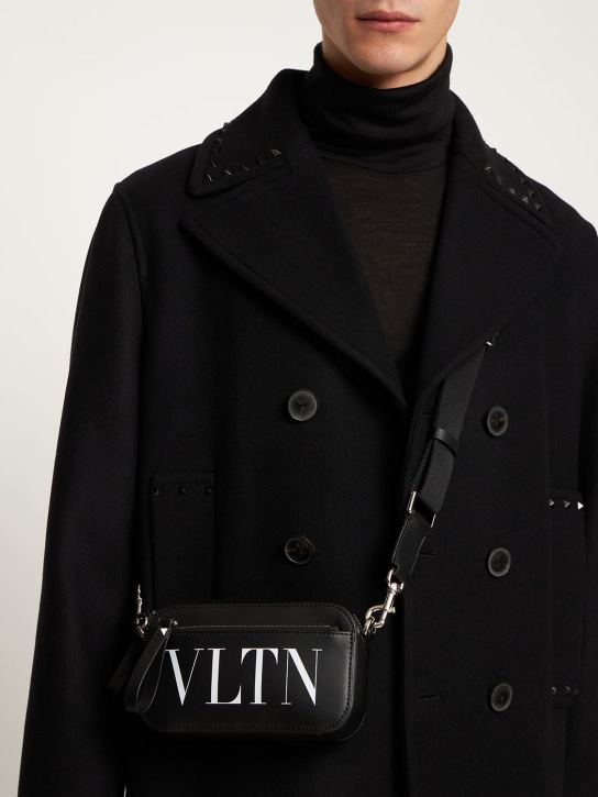 Valentino Garavani: VLTN leather small crossbody bag - men_1 | Luisa Via Roma