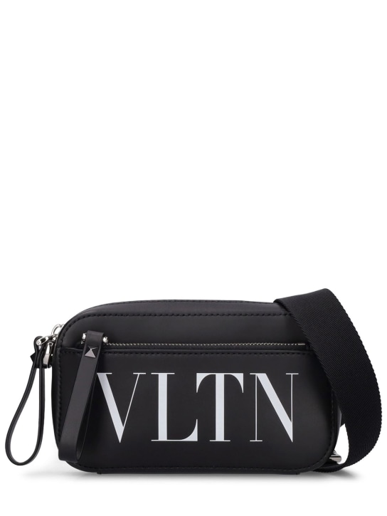 Valentino Garavani: VLTN leather small crossbody bag - men_0 | Luisa Via Roma