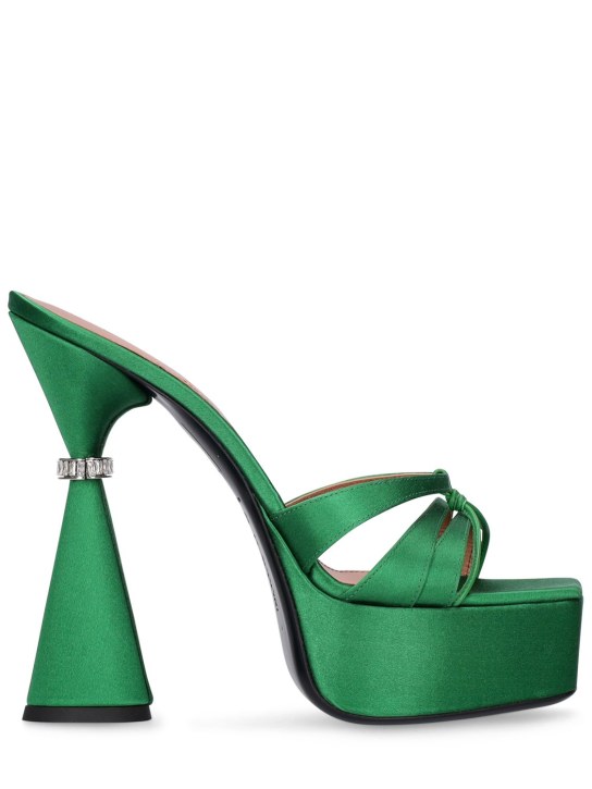 D'accori: 130mm Sienna satin mules - Emerald - women_0 | Luisa Via Roma