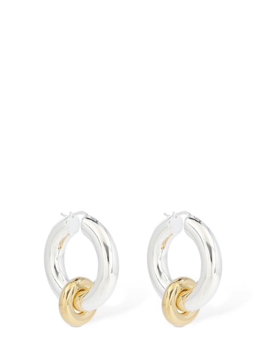 Jil Sander: Embrace 1 bicolor hoop earrings - Gümüş/Altın - women_0 | Luisa Via Roma