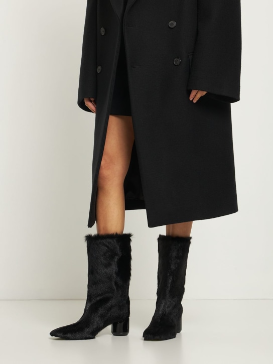 Jil Sander: 65mm Long hair ankle boots - Black - women_1 | Luisa Via Roma