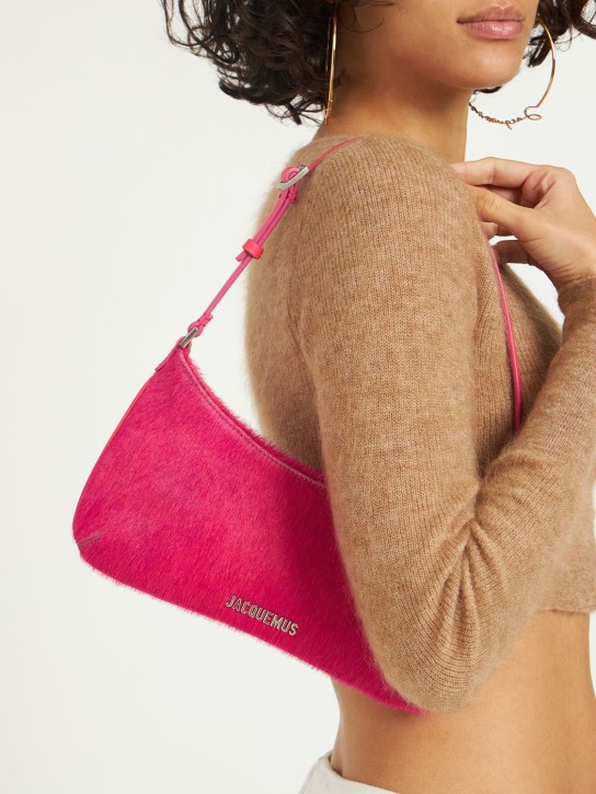 Jacquemus: Le Bisou ponyhair shoulder bag - Pink - women_1 | Luisa Via Roma