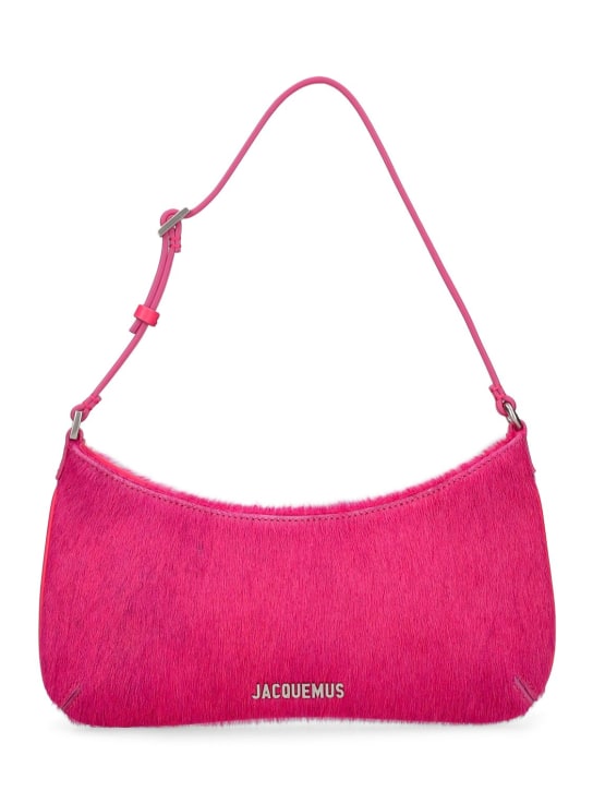 Jacquemus: Le Bisou ponyhair shoulder bag - Pink - women_0 | Luisa Via Roma