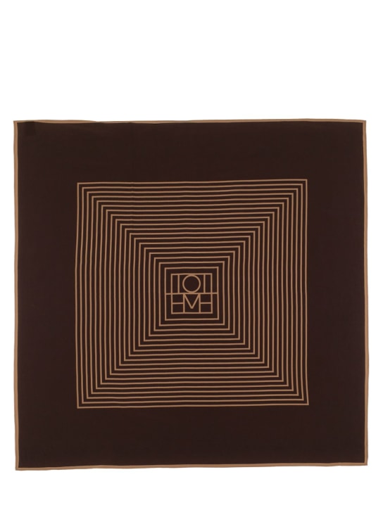Toteme: Centered monogram silk scarf - Brown/Nougat - women_0 | Luisa Via Roma