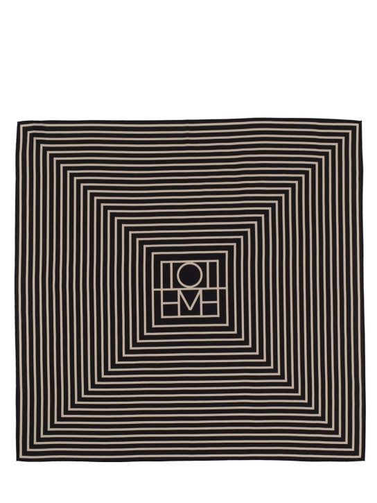 Toteme: Signature monogram silk scarf - Black - women_0 | Luisa Via Roma