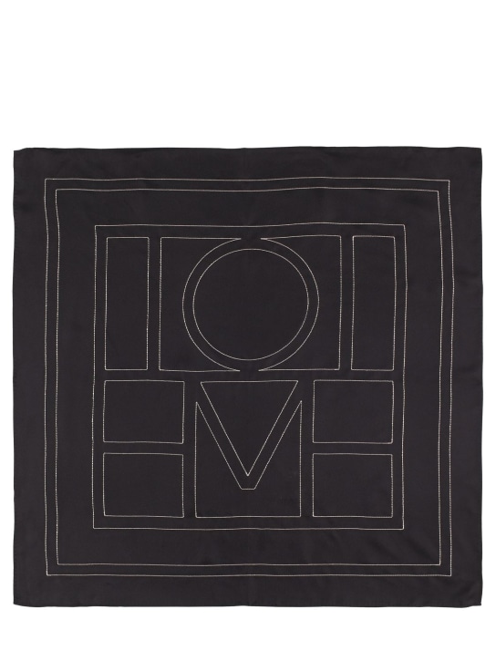 Toteme: 刺绣monogram真丝围巾 - 黑色 - women_0 | Luisa Via Roma