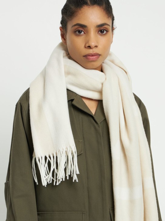 Toteme: Monogram jacquard wool scarf - Macadamia - women_1 | Luisa Via Roma