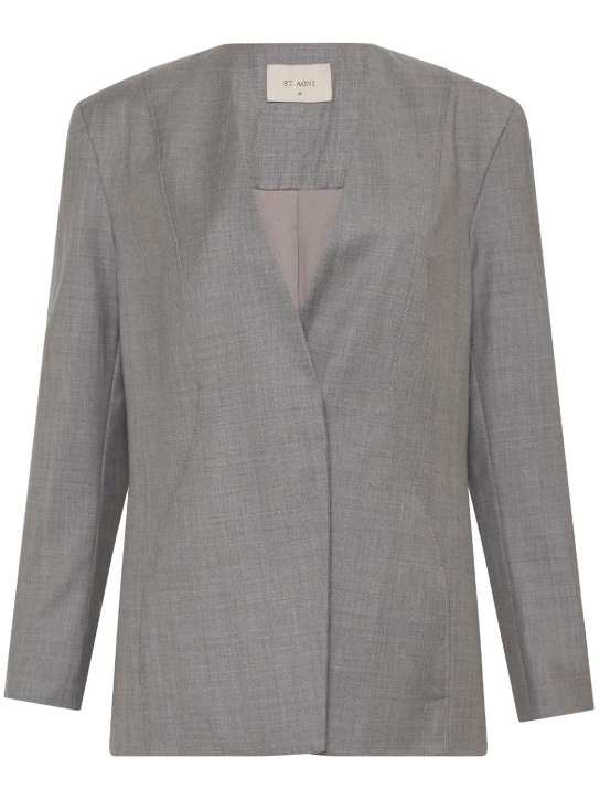 St. Agni: Curved seam wool blend blazer - Grey - women_0 | Luisa Via Roma