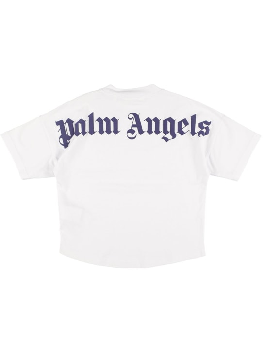 Palm Angels: T-shirt en jersey de coton à logo - Blanc - kids-girls_0 | Luisa Via Roma