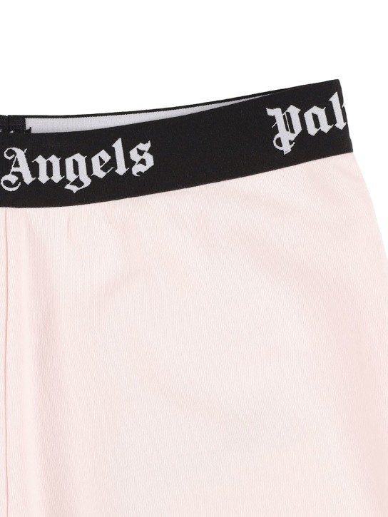 Palm Angels: Shorts in felpa di cotone con logo - Rosa Chiaro - kids-girls_1 | Luisa Via Roma