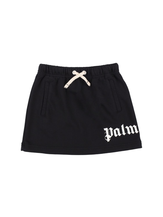 Palm Angels: Logo cotton sweat skirt - Siyah - kids-girls_0 | Luisa Via Roma