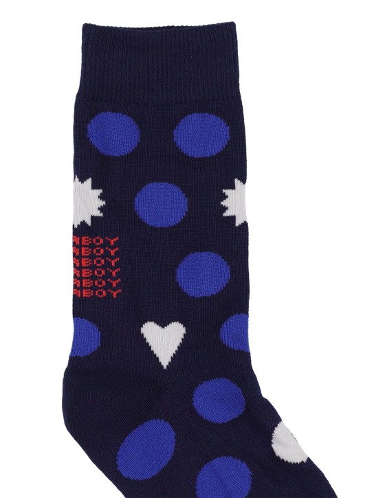 Charles Jeffrey LOVERBOY: Symbol print cotton blend socks - Blue - men_1 | Luisa Via Roma