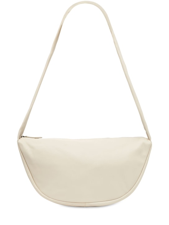 St. Agni: Small crescent leather shoulder bag - Beyaz - women_0 | Luisa Via Roma