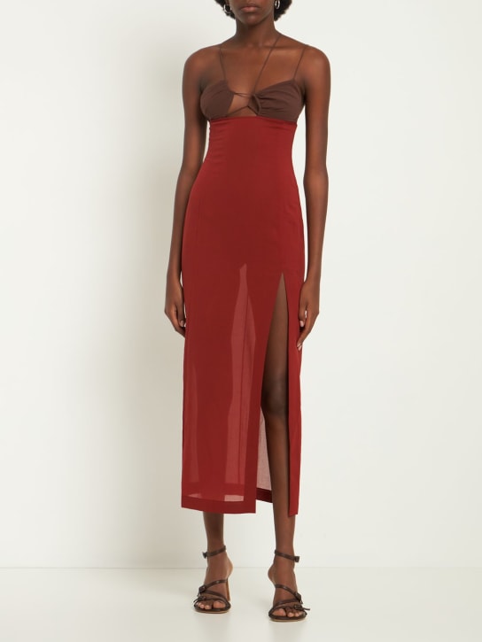 Nensi Dojaka: Vestido largo asimétrico con sostén - Orange/Chestnut - women_1 | Luisa Via Roma