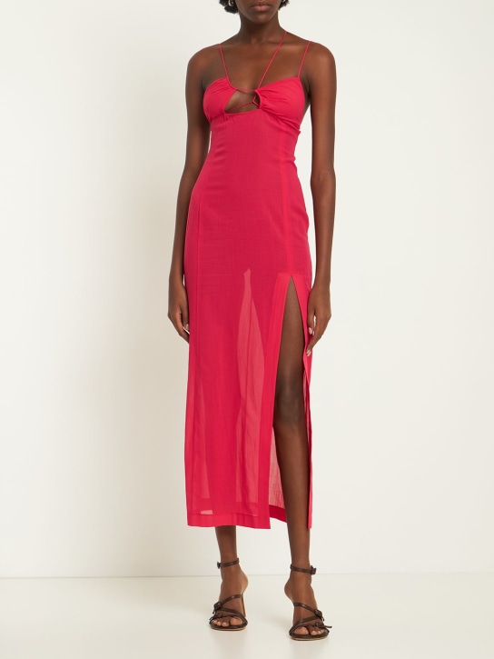 Nensi Dojaka: Vestito asimmetrico con cutout - Fucsia - women_1 | Luisa Via Roma