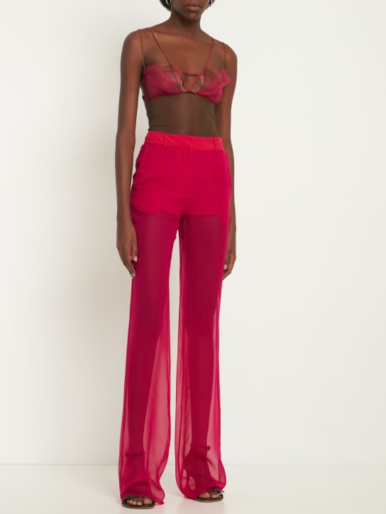 Nensi Dojaka: Ausgestellte Seidengeorgette-Hose - Fuchsie - women_1 | Luisa Via Roma