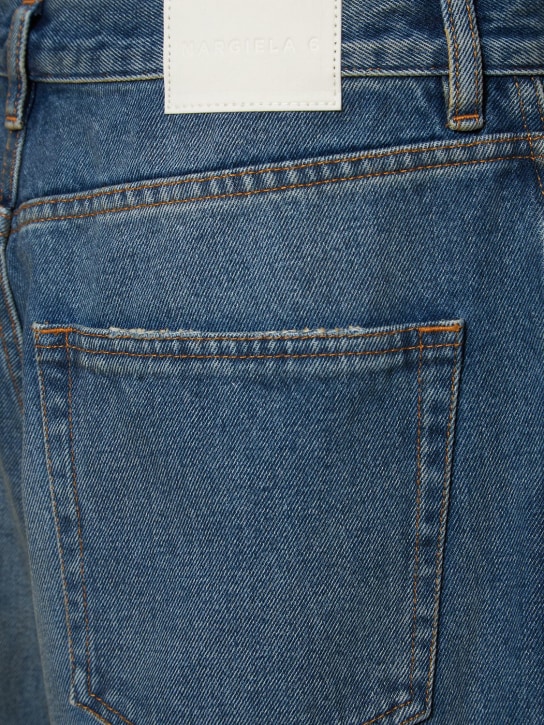 MM6 Maison Margiela: Shorts de denim de algodón - Azul - men_1 | Luisa Via Roma