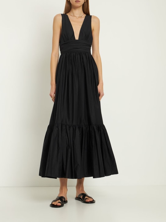 Matteau: Tiered plunge midi dress - women_1 | Luisa Via Roma