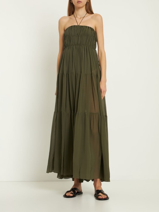 Matteau: Shirred halter neck long dress - Dark Green - women_1 | Luisa Via Roma