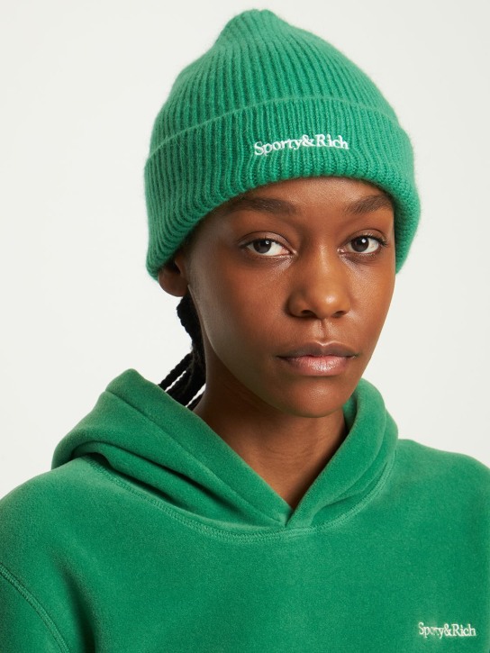 Sporty & Rich: Cappello beanie con logo - Verde - women_1 | Luisa Via Roma