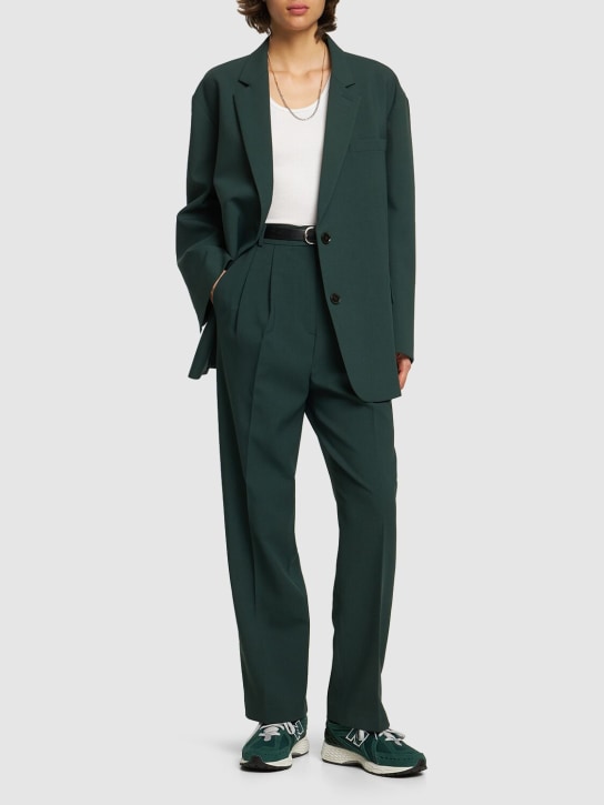 The Frankie Shop: Bea pleated tech twill pants - Green - women_1 | Luisa Via Roma