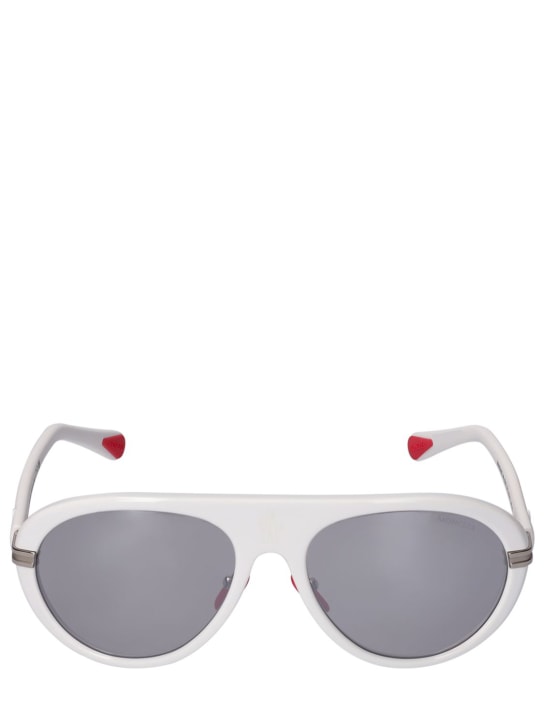 Moncler: Navigaze bold aviator sunglasses - White/Mirror - men_0 | Luisa Via Roma