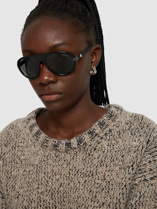 Moncler: Navigaze飞行员太阳镜 - 黑色/烟色 - women_2 | Luisa Via Roma