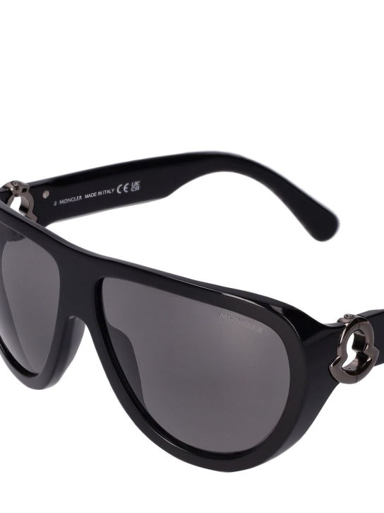 Moncler: Anodize bold aviator sunglasses - Black/Smoke - women_1 | Luisa Via Roma