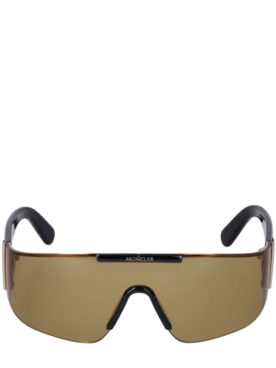 Moncler: Ombrate mask metal sunglasses - Black/Brown - men_0 | Luisa Via Roma
