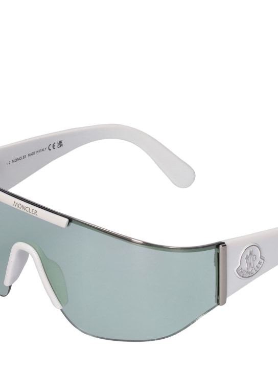 Moncler: Ombrate mask metal sunglasses - White/Green - women_1 | Luisa Via Roma