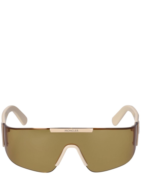 Moncler: Ombrate mask metal sunglasses - Ivory/Brown - women_0 | Luisa Via Roma