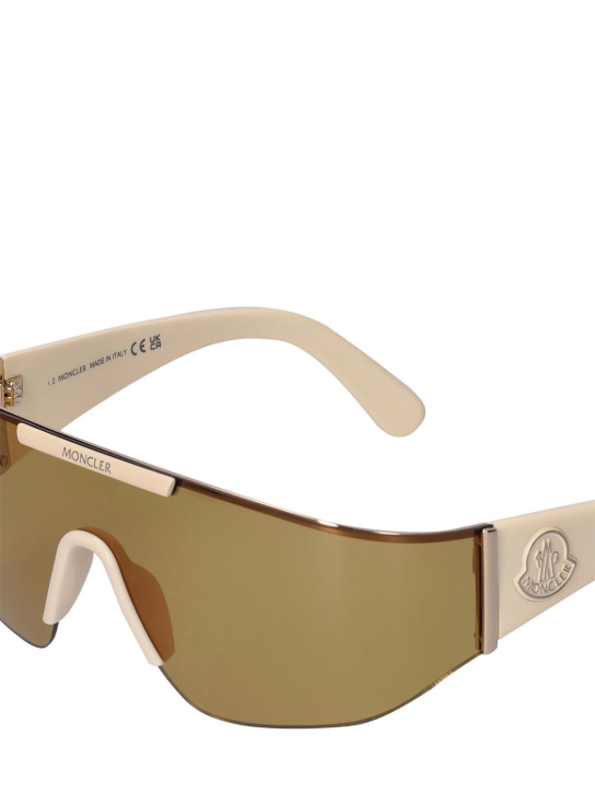 Moncler: Ombrate mask metal sunglasses - Ivory/Brown - women_1 | Luisa Via Roma