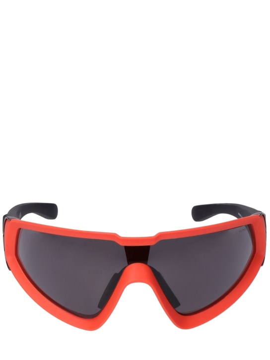 Moncler: Wrapid futuristic shape sunglasses - Orange/Smoke - men_0 | Luisa Via Roma