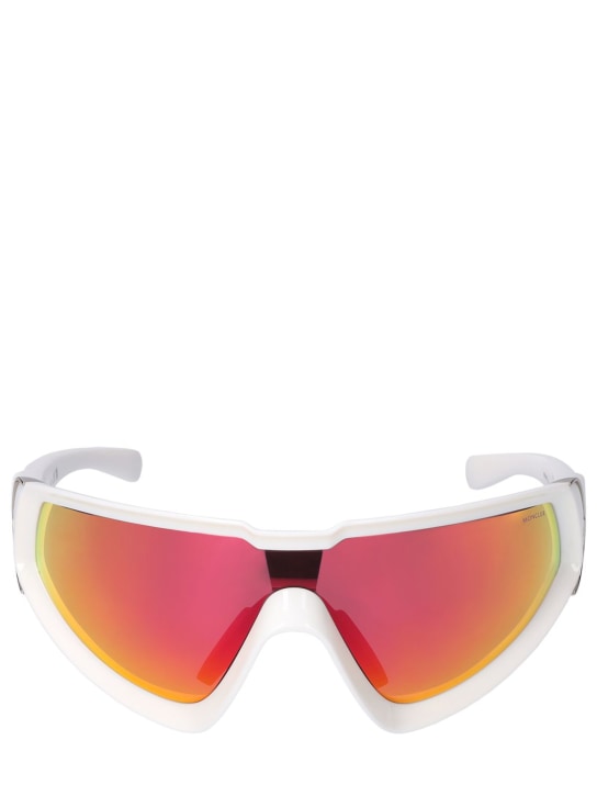 Moncler: Wrapid futuristic shape sunglasses - White/Mirror - men_0 | Luisa Via Roma