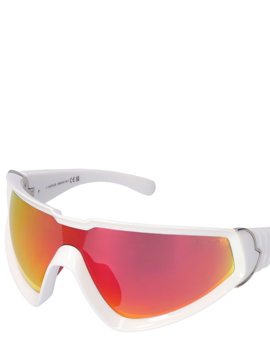 Moncler: Wrapid futuristic shape sunglasses - White/Mirror - men_1 | Luisa Via Roma