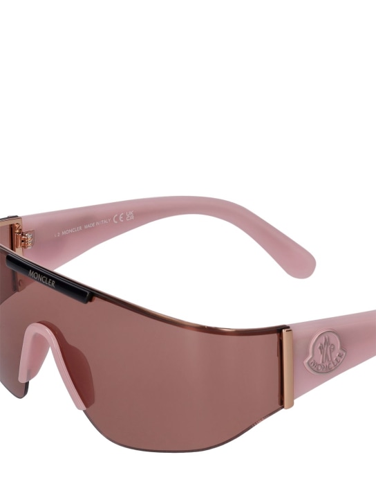 Moncler: Ombrate mask metal sunglasses - Pink/Brown - women_1 | Luisa Via Roma