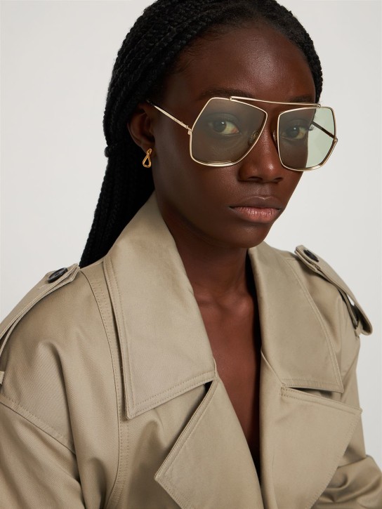 Max Mara: Gafas de sol oversize de metal - Oro - women_1 | Luisa Via Roma