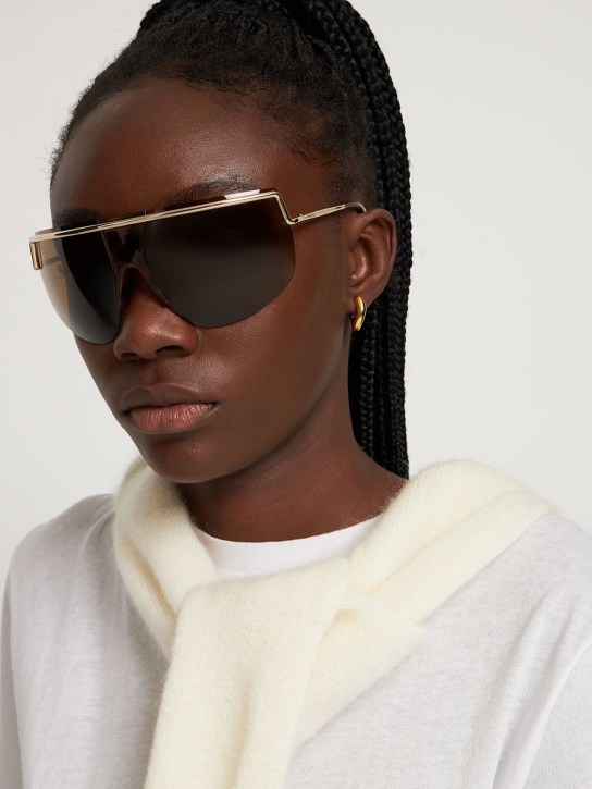 Max Mara: Sophie mask sunglasses - Gold/Brown - women_1 | Luisa Via Roma